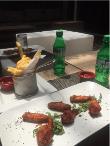 Spicy chicken with fries